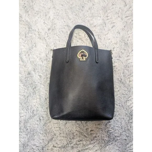 Kate Spade Black Purse Suzy North South Tote Medium Leather Crossbody - Picture 2 of 9